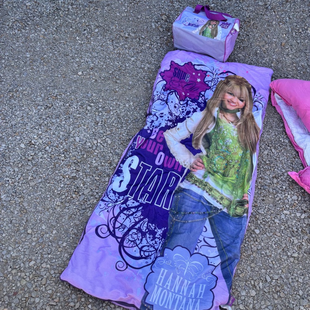 Disney Hannah Montana Sleeping Bag with Carrying Case Purple Y2K 2008 30x67